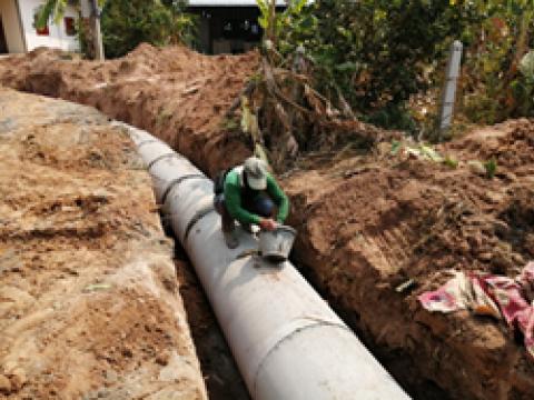 วางท่อระบายน้ำ หมู่ที่ 3 บ้านโคกโพธิ์ จากบ้านนายกัญญา ติมอนรัมย์