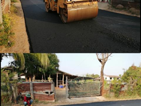 ถนนคอนกรีตโดยลงผิวAsphaltic Concreteหมู่1บ้านตะโก สายบ้าน/บ้านโส